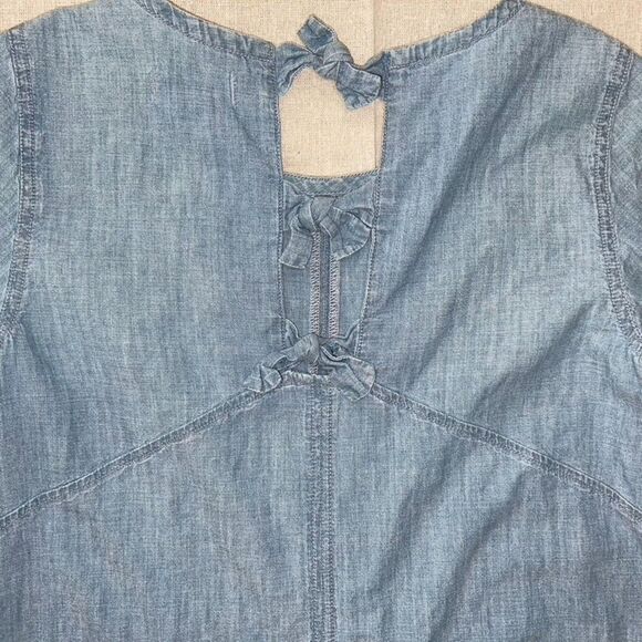 Madewell Chambray Bow Back Dress Blue - Medium - Picture 9 of 11